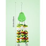 Large Bird Toys, Parrot Toys Gift for Macaws African Grey Amazon Parrots, Chewing Toy for Large Birds with Colorful Wooden Blocks Beads and Crisp Bells (Avocado Style) - Image 3
