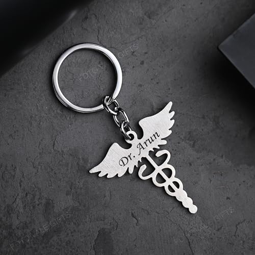 Image of Personalized Name Keychain Stainless Steel | Custom Engraved Metal Keyring for Doctor, CA, Advocate, Rider & Car Lovers | Unique Gift for Men & Women