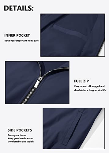 Magcomsen Lightweight Jackets For Men Full Zip Windbreaker Jackets For Men Bomber Jacket Lightweight Casual Jacket Navy L #TOP4