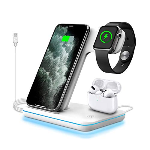 Mitervmiterv Wireless Charger 3 In 1 Qi Certified Fast Charging Dock Station For Iphone 11 11 Pro Max Xr Xs X 8 8p Nightstand Mode For Apple Watch Series 5 4 3 2 1 Airpods Pro 2 1 White Dailymail