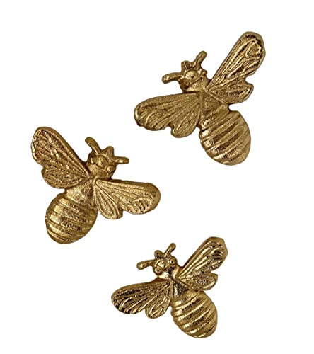 Alfie Francis Set of 3 Metal Gold Bee Wall Decoration Ornaments Hanging Gift Bumble Home Accessories Decor