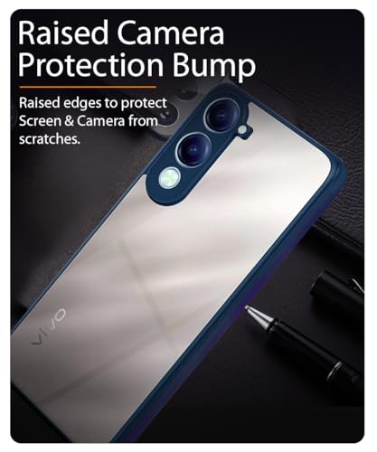 Image of WOW IMAGINE Shockproof Hybrid Back Cover for Vivo T4 lite 5G | iQOO Z10 lite 5G | Y04 4G | Y19 5G | Y19E | Hard Slim fit Back Case | PC & TPU | Clear Transparent Case - Blue