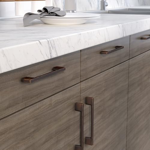 Image of Richelieu Hardware BP8160128BORB Armadale Collection 5 1 /16-inch (128 mm) Center-to-Center Brushed Oil-Rubbed Bronze Modern Cabinet and Drawer Pull Handle for Kitchen, Bathroom, and Furniture