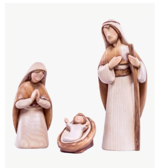 ArteSacraCaravaggio Weihnachtskrippe "FIDES", 10 cm, bestehend aus 16 Teilen, geschnitzt aus Holz von Valgardena von Hand dekoriert, handwerkliche Produktion