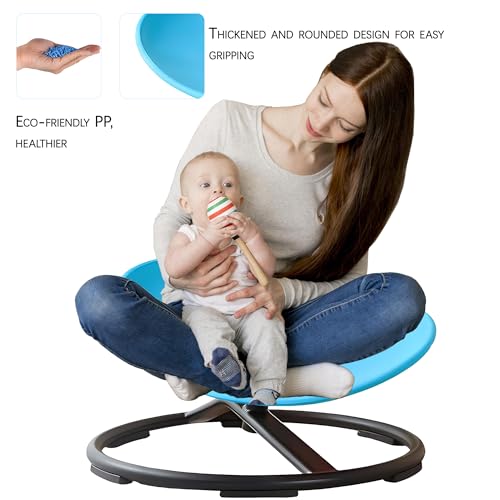 Kids Sensory Spinning Chair, Sit and Spin Toy, Autistic Childs Swivel Chair, Training Body Coordination, Metal Base Non-Slip Indoor and Outdoor Activity Toys (Blue)