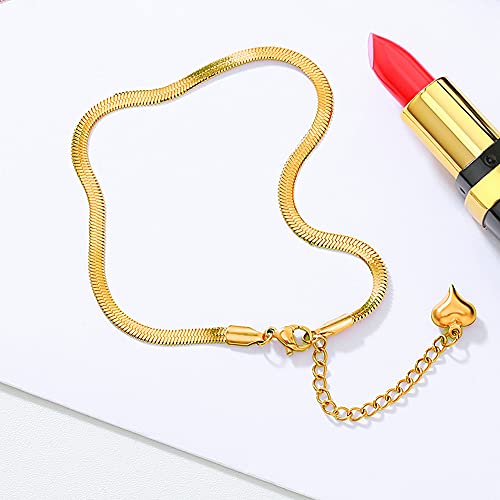 Image of Ankle Bracelets for Women,18K Gold Plated Layered Beads Snake Chain Anklet for Women,Summer Beach Dainty Anklets Foot Jewelry Gift
