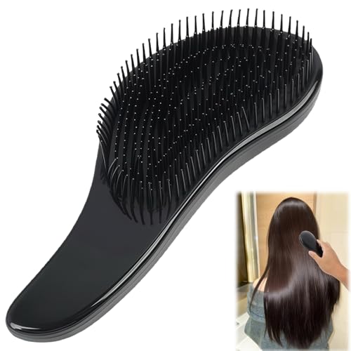Cepillo de Pelo Desenredante Para Cabello Mojado, Seco, Fino, Grueso, Rizado, Todo Tipo de Cabello - Reduce el Dolor, Previene la Caída - Perfecto para Mujeres y Niños (Negro)