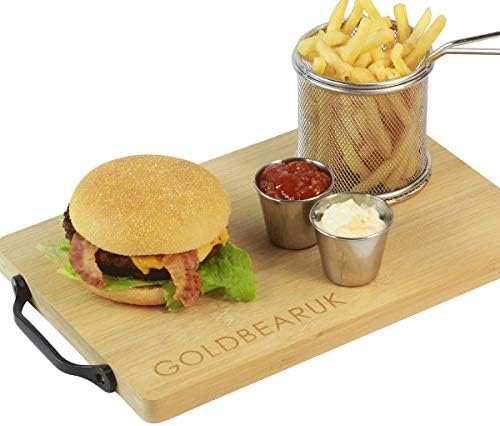 Wooden Serving Boards - Set of 6 Black Handle Bamboo Chopping Boards