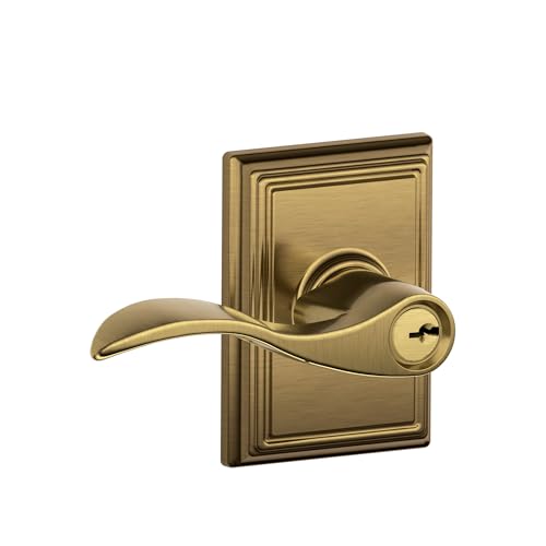 Image of SCHLAGE Accent Lever with Addison Trim Keyed Entry Lock in Antique Brass