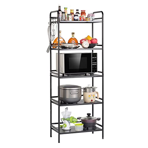 Hdani 5-Tier Standing Storage Shelf, Utility Shelves For Storage, Multifunctional Metal Storage Rack For Kitchen, Garage, Office, Bedroom (Black, 23.6''Lx13.8''Wx63''H) #TOP3