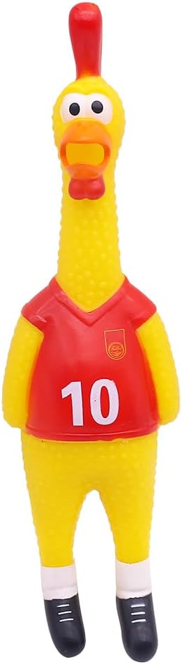 POPLAY 14 Inch Rubber Chicken for Dog Toys, Squeaky Giant Screaming Chicken Latex Dog Toys Gag Gifts Prank Noise Maker for Kids Adults Goodie Bag Fillers Basket Stuffers