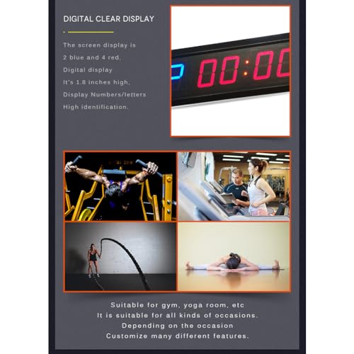Cronómetro de entrenamiento Gym Timer Clock, temporizador de intervalos de 6 bits con control remoto, reloj en tiempo real, cuenta regresiva y cronómetro, para gimnasio, oficina, sala de estar y piscina miniatura 4