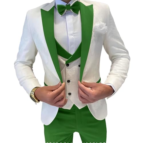 Men’s Jacquard Suit 3 Piece Slim Fit Mens Double Breasted Formal Prom Tuxedo Suit Set for Wedding Dinner4