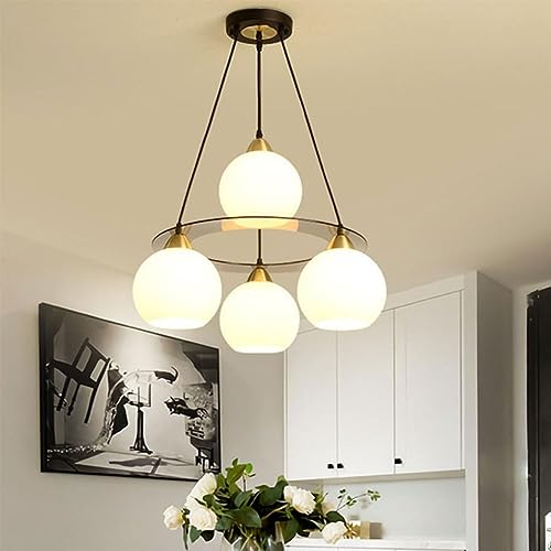 Lampe suspendue en verre à 4 lumières pour salle à manger et salon moderne