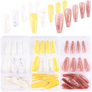 72 Pieces Ballerina False Nails Long Fake Nail Tips with Designs Full Cover Press on Acrylic False Nails Stick on Nails for Women and Girls