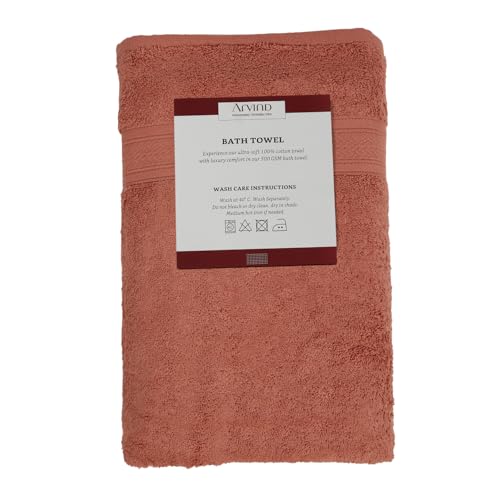 Image of Arvind 100% Cotton Towels for Bath | Towels for Bath Large Size | 500 GSM Bath Towel - Soft & Absorbent | 2 Piece Bath Towel for Men /Women | Urban Comfort | 70 cm x 140 cm - Rust