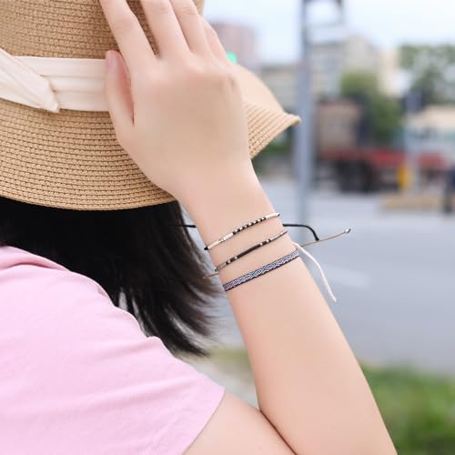 Image of KELITCH Boho Women Crystal Shell Beaded Friendship Bracelets Handmade Strand Bracelet Bangles Jewelry