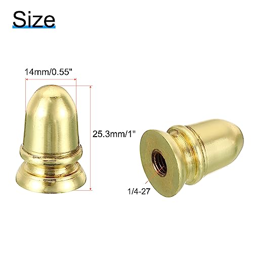Image of PATIKIL 1 inch Tall Iron Lamp Finials Cap Knob, 2Pcs Lamp Screw Round Head Holder Tapped 1 /4-27 for Table and Floor Lamp Shade Decorations, Gold