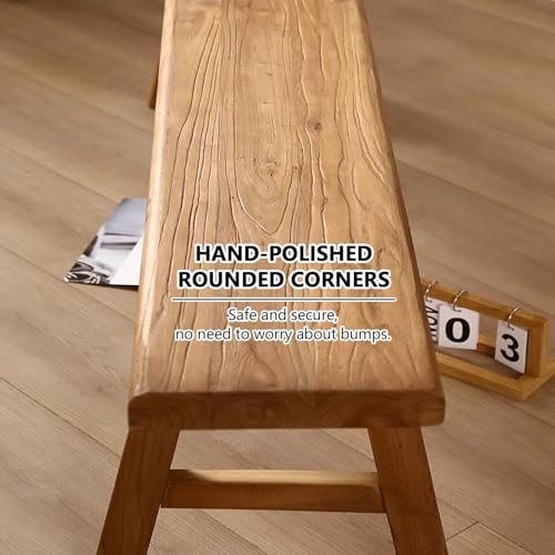 Banco rústico de madera elegante con asiento delgado de 50 cm 5