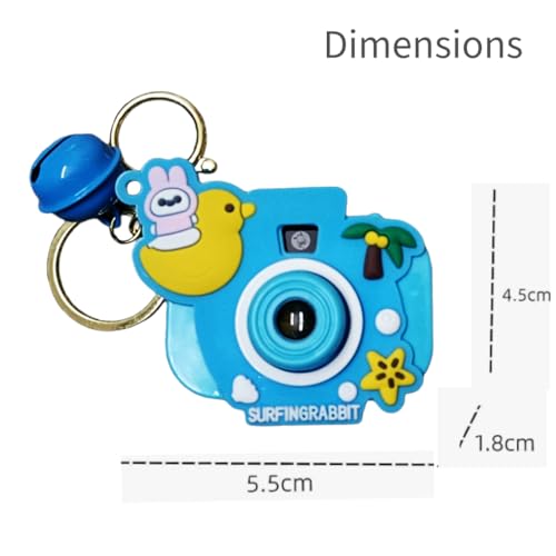 Image of Mini Projector Camera Toy with Bell, Plastic Multicolor Design, Light Projection Feature, Cartoon Keychain for Kids