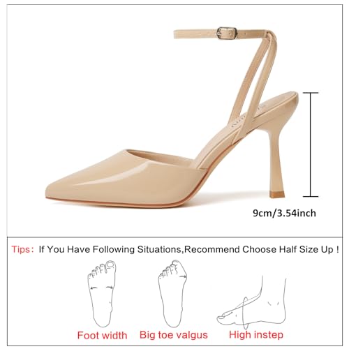 Image of Susanny Heels for Women Stiletto Closed Pointed Toe Backless Dress Shoes High Heels Sexy Kitten Pumps Wedding Guest Party Dance Prom Dressy Comfort Shoes