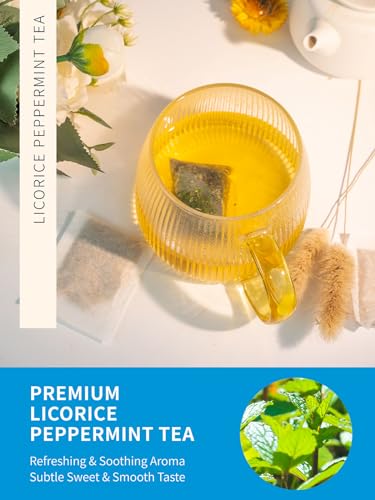 Image of TeeLux Licorice Peppermint Tea, Natural Soothing Peppermint with Sweet Licorice Root, Caffeine Free, 100 Count