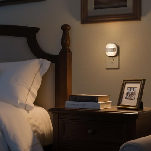Image of DORESshop Motion Sensor Night Light[4 Pack],Night Lights Plug into Wall | 3 CCT Dimmable LED Nightlight,Up & Down Lighting with Dusk to Dawn Sensor,White Rounded Square for Hallway,Stairs