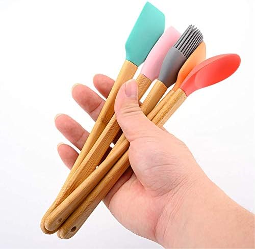 SUTMSH Spatole in Silicone Set, Antiaderenti Utensili da Cucina in Silicone per Cucinare, Cottura e Mescolare Set 5pcs-Colore