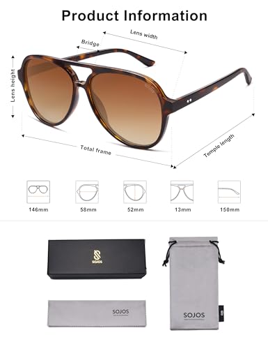 Image of SOJOS Classic Polarized Aviator Sunglasses for Women Men, Retro Trendy Aviators Shades SJ2201