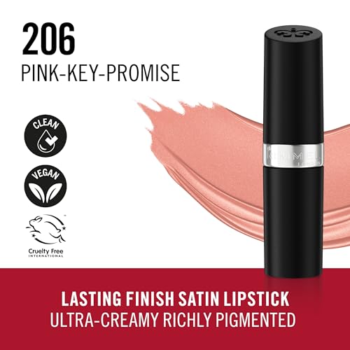 Image of Rimmel London Lasting Finish Lipstick, Creme Finish - 206 Nude Pink, 4 g