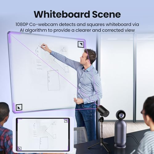 Image of EMEET Meeting Capsule Pro Room Kit, Dual 4K Lenses 360 Auto-Tracking Speakers Video Conference Camera w / 10 Mics 10W Speaker, 1080P Co-Webcam for Whiteboard Detection&Correction, for 10 People