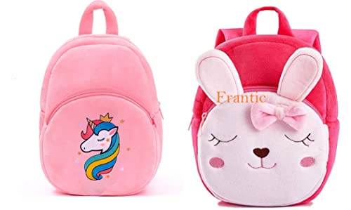 Image of Frantic Kid's, Toddler Velvet Animal Plush Cartoon School Backpacks ( Pink , 2-5 Years)