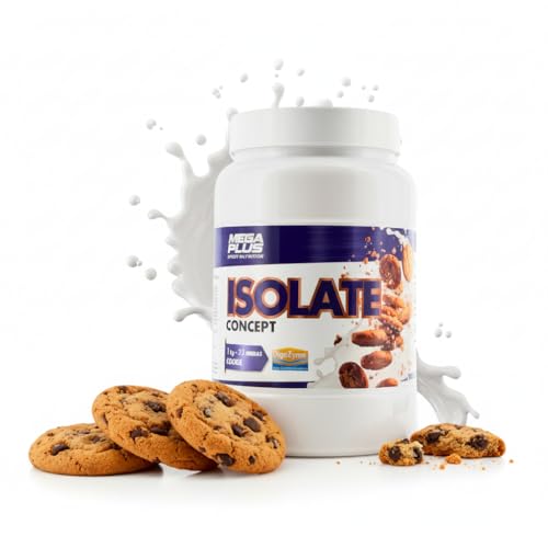 Proteína Isolate Concept - Mega Plus - DigeZyme - Proteina En Polvo Aislada De Suero De Alta Pureza Para Definición Muscular Y Recuperación - Proteina Isolada y Leche En Polvo - Proteina Cookie 1kg