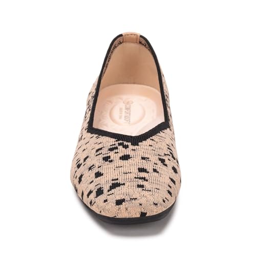 Image of Frank Mully Womens Casual Flat Shoes Square Toe Shoes Knitted Work Flat Comfort Dressy Flat Shoes for Daily Washable