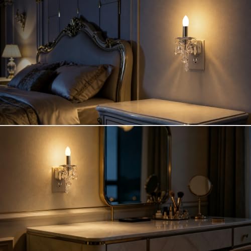 Image of Briignite Chandelier Night Lights Plug into Wall 2 Pack,Dusk to Dawn,Warm