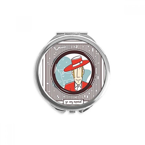 Miroir rond de poche illustration espagnole rouge maquillage de voyage portable 6,5x6 cm