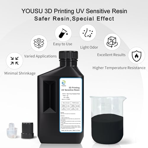 Resina 3D YOUSU alta temperatura hasta 220 °C negra 1000 g - Fernando Cortés