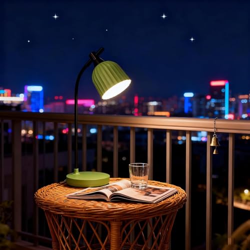 Behogan 12 * 41cm Schreibtischlampe Kinder, Dreistufig Dimmbar LED Tischlampe, Wiederaufladbar Touch Steuerung Nachttischlampe, Leselampe Flexibles Arm für Schreibtisch Büro und Nachttisch(Grün)