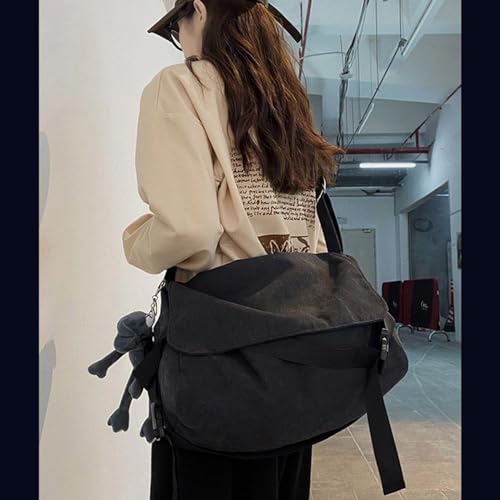 Men's canvas bag, men's and women's Japanese casual crossbody bag, men's large capacity canvas messenger bag2