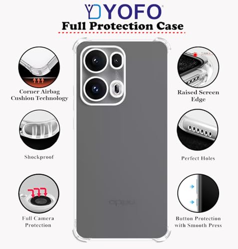 Image of YOFO Back Cover for Oppo Reno 13 (5G) Transparent Soft TPU Case with Shockproof Corners