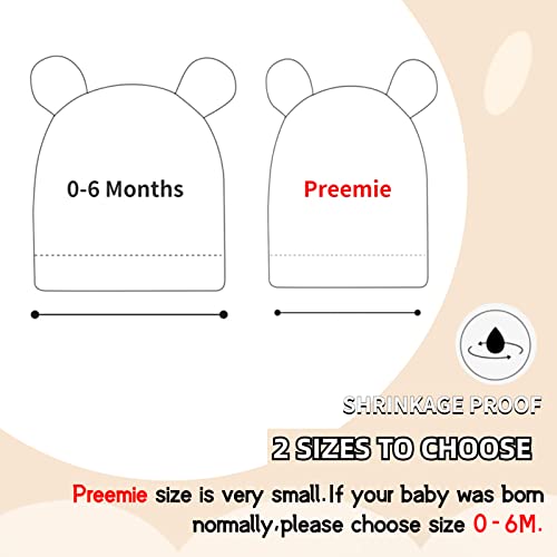Bamery Newborn Baby Girls Hospital Hat Thick Cute Bear Ear Cotton Baby Boy Beanie For 0-6Months (White+Blue+Gray+Green,Preemie) #TOP5