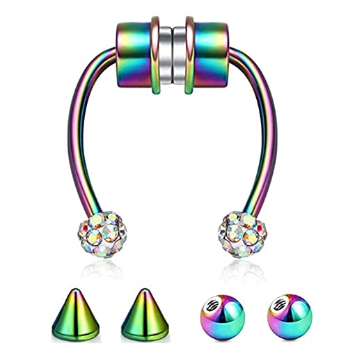 BDL Nasenring, Piercing Ring Nasenringe Hufeisen Edelstahl Magnet Septum Nasenring Creolen Hufeisenringe Gefälschte Nasenringe Nicht Piercing Hoop Horseshoe Rings Cover