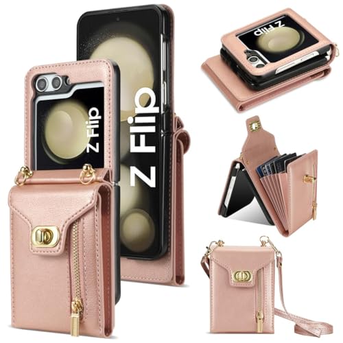Étui portefeuille Galaxy Z Flip 7 rose pour ranger vos cartes en sécurité