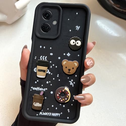 Image of COLORflow Back Cover Compatible with OnePlus Nord CE 3 5G | Cute Fun Cartoon 3D Ball Coffee Silicone Case (Black) | Designer Camera and Body Protected Back Cover