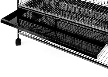 Large Rolling Black Flight Cage Stand Wheels 132x79x51.8cm Metal Bird Cage Tray For Parrot Cockatiels Quaker Parakeets Parrot Budgies Canary
