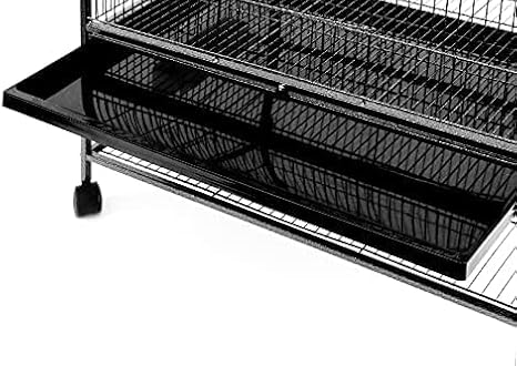 Large Rolling Black Flight Cage Stand Wheels 132x79x51.8cm Metal Bird Cage Tray For Parrot Cockatiels Quaker Parakeets Parrot Budgies Canary