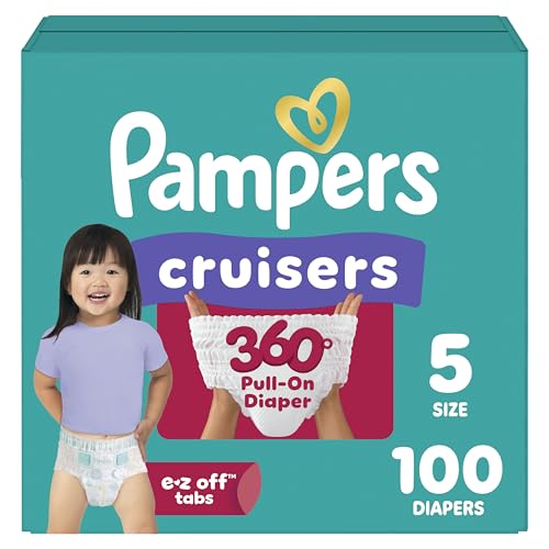 Image of Pampers Diapers - Cruisers 360 - Size 5, 100 Count, Babyproof up to 100% Leakproof Pull-On Diaper