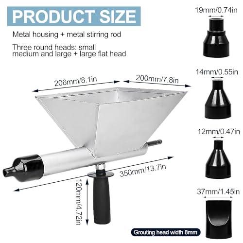 Elektrische Mörtelspritze Fugenpistole - Fugenpistole für Mörtel Tragbarer, Fugenspritze für Mörtel mit 4 Abnehmbare Düsen, Betonspritze für Böden,Steinmauer,Mörtelfuge