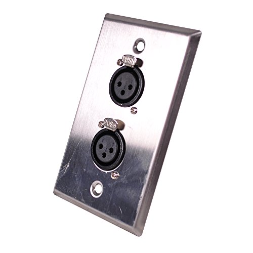 Seismic Audio Speakers Dual XLR Female Connectors, Stainless Steel Wall Plate