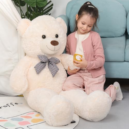 Image of MaoGoLan Giant Teddy Bear Plush Toy - Ultra Soft & Cute Large Stuffed Animal 39 inches, Perfect for Baby Showers, Birthdays, Valentines Day Gifts (Kids, Couples, Family),Beige